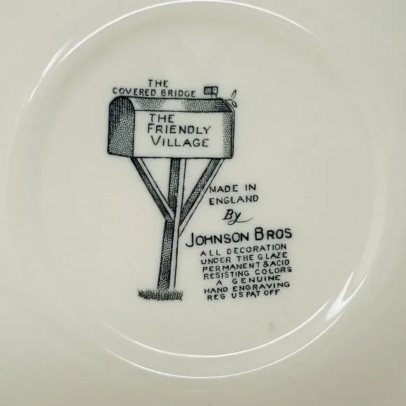 Johnson Bros Friendly Village Small Bowls Red Covered Bridge Dessert Fruit Set 5 - Picture 4 of 5